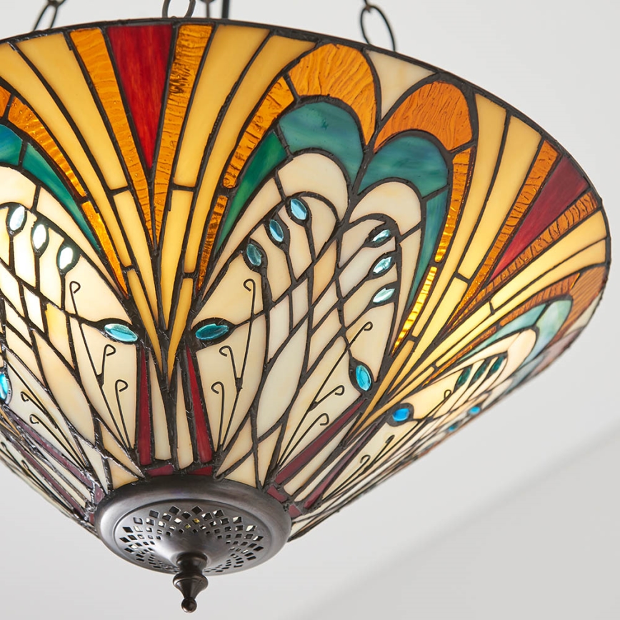 Endon 70750 - Tiffany-ljuskrona HECTOR med kedja, 3xE27/60W/230V, Ø 40 cm