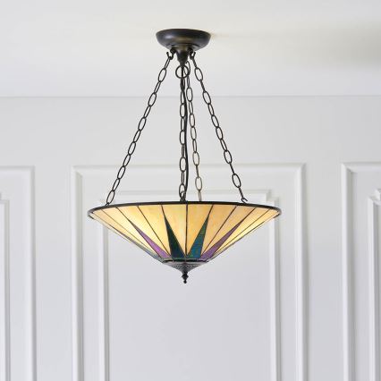 Endon 70754 - Hänglampa med kedja Tiffany DARK STAR 3xE27/60W/230V Ø 49 cm