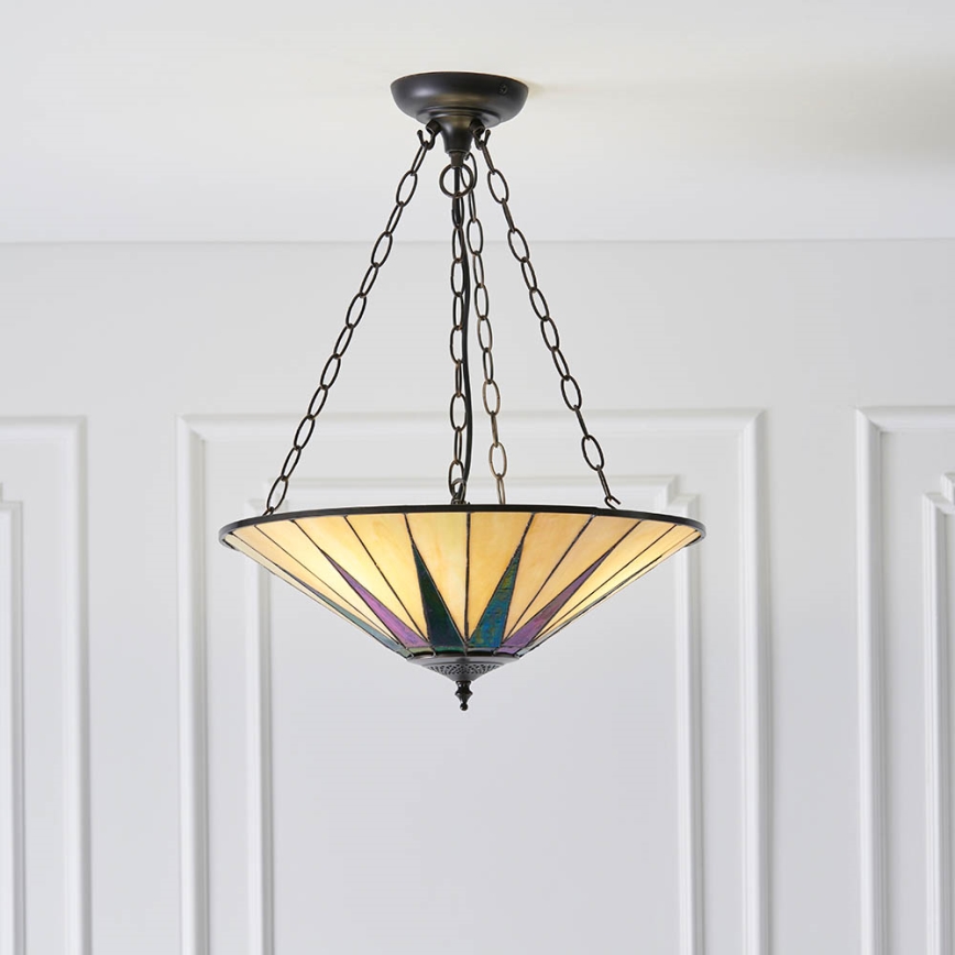Endon 70754 - Hänglampa med kedja Tiffany DARK STAR 3xE27/60W/230V Ø 49 cm