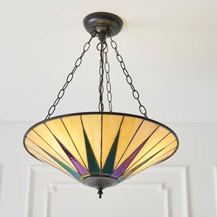 Endon 70754 - Hänglampa med kedja Tiffany DARK STAR 3xE27/60W/230V Ø 49 cm