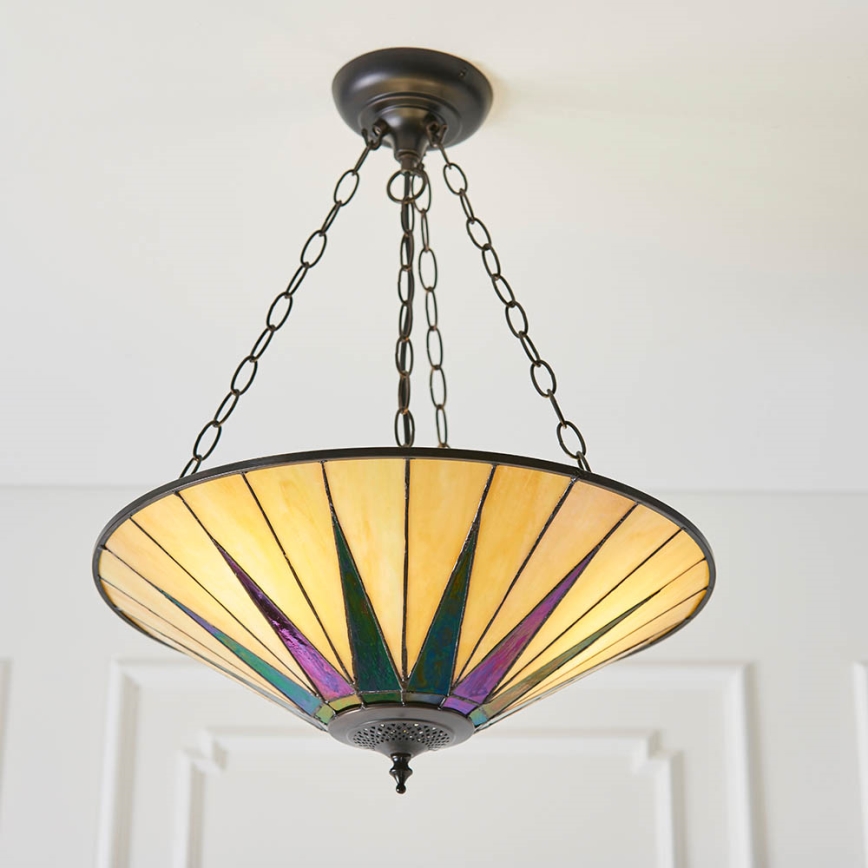 Endon 70754 - Hänglampa med kedja Tiffany DARK STAR 3xE27/60W/230V Ø 49 cm