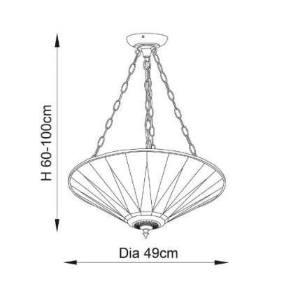 Endon 70754 - Hänglampa med kedja Tiffany DARK STAR 3xE27/60W/230V Ø 49 cm