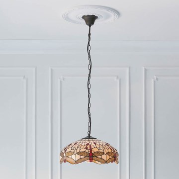 Endon 70824 - Ljuskrona med kedja Tiffany DRAGONFLY 3xE27/60W/230V Ø 41 cm