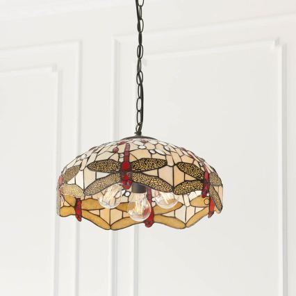 Endon 70824 - Ljuskrona med kedja Tiffany DRAGONFLY 3xE27/60W/230V Ø 41 cm