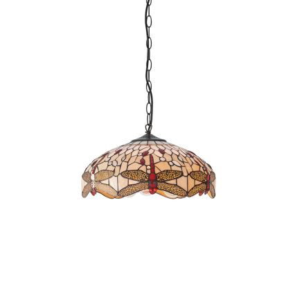 Endon 70824 - Ljuskrona med kedja Tiffany DRAGONFLY 3xE27/60W/230V Ø 41 cm