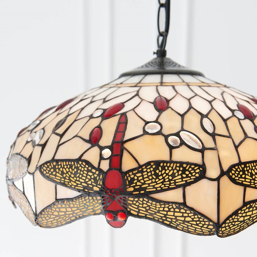 Endon 70824 - Ljuskrona med kedja Tiffany DRAGONFLY 3xE27/60W/230V Ø 41 cm