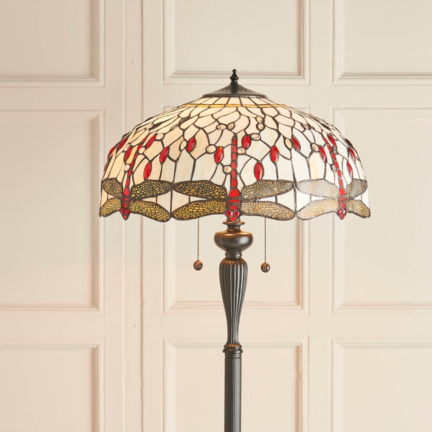 Endon 70940 - Golvlampa Tiffany DRAGONFLY 2xE27/60W/230V Ø 50 cm