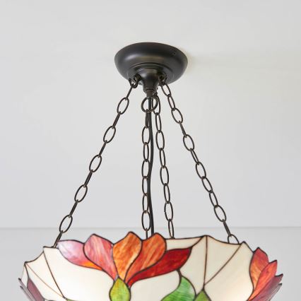 Endon 70946 - Takpendel med kedja Tiffany BOTANICA 3xE27/60W/230V Ø 45 cm