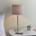 Endon 72175 - Bordslampa med USB-port SYON 1xE14/40W/230V blank krom/beige