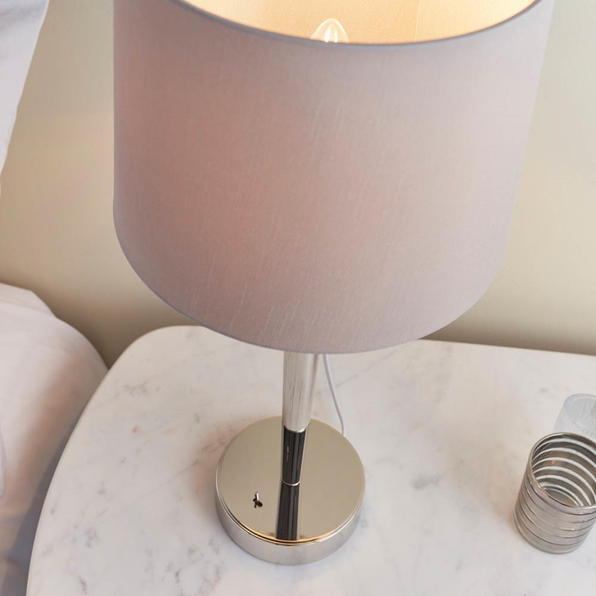 Endon 72175 - Bordslampa med USB-port SYON 1xE14/40W/230V blank krom/beige