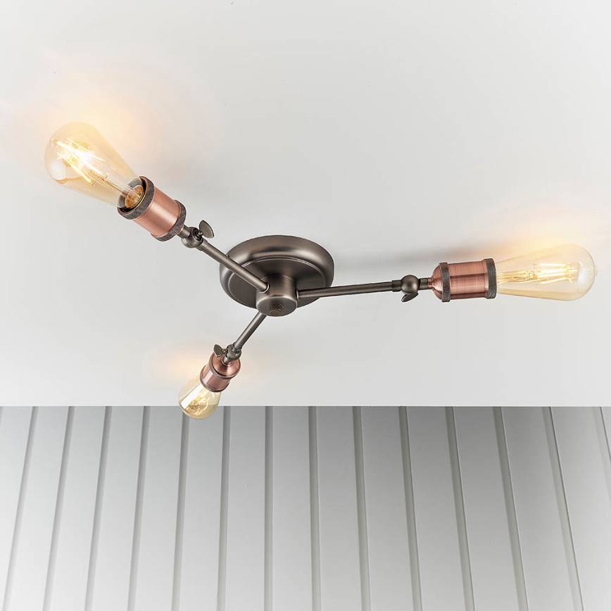 Endon 76124 - Spotlampa HAL 3xE27/10W/230V mattkrom/koppar