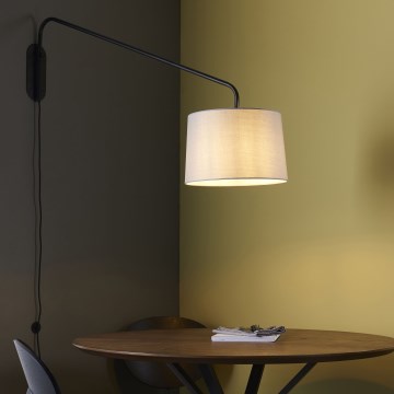 Endon 79380 - Vägglampa CARLSON 1xE27/40W/230V grå/svart