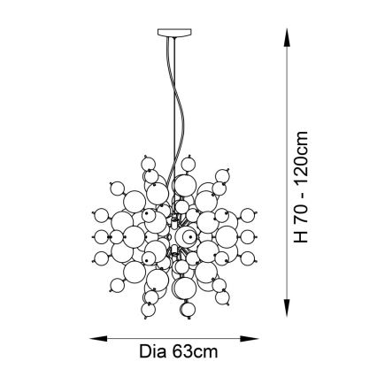 Endon 81583 - Hänglampa på kabel JOULES 9xE14/7W/230V polerad krom/röktonad