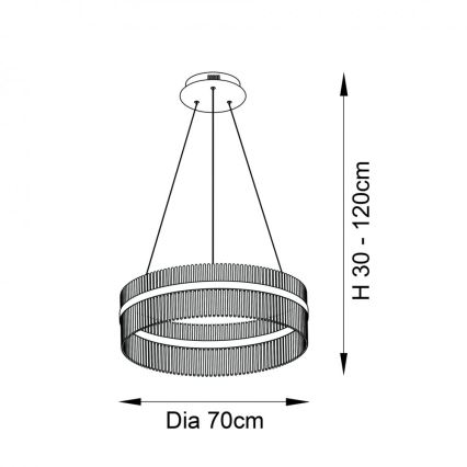 Endon 81908 - LED dimbar taklampa ADRIEL LED/58W/230V 3000K Ø 70 cm guld/klar
