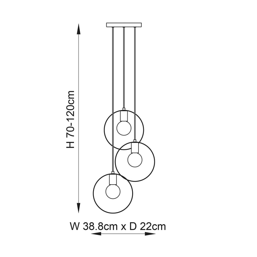 Endon 81922 - Takpendel HOOP 3xE27/40W/230V guld/koppar/matt krom
