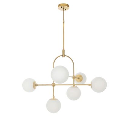 Endon 90842 - Taklampa med stång ONTARIO 6xE14/7W/230V mässing/vit