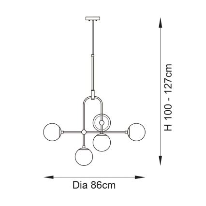 Endon 90842 - Taklampa med stång ONTARIO 6xE14/7W/230V mässing/vit