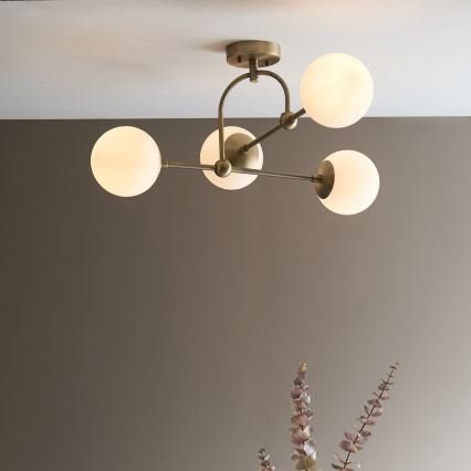 Endon 90843 - Ytmonterad takkrona ONTARIO 4xE14/7W/230V mässing