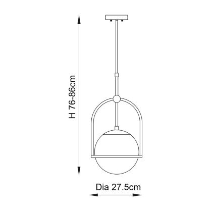 Endon 90844 - ONTARIO takpendel på stång 1xE27/10W/230V, mässing