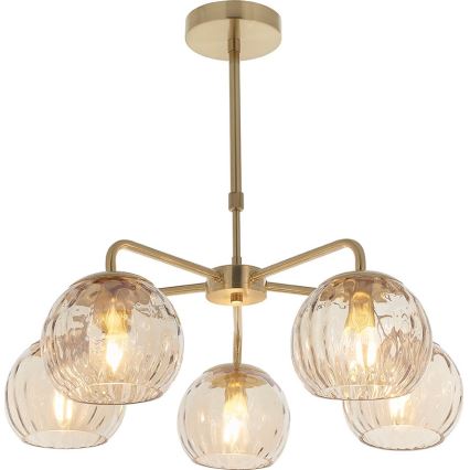 Endon 91969 - Taklampa med stång DIMPLE 5xE14/25W/230V guld