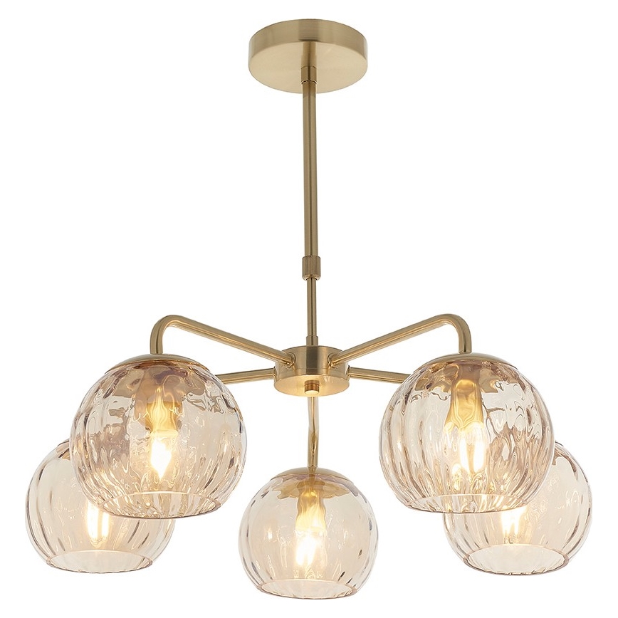 Endon 91969 - Taklampa med stång DIMPLE 5xE14/25W/230V guld