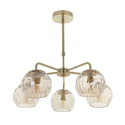Endon 91969 - Taklampa med stång DIMPLE 5xE14/25W/230V guld