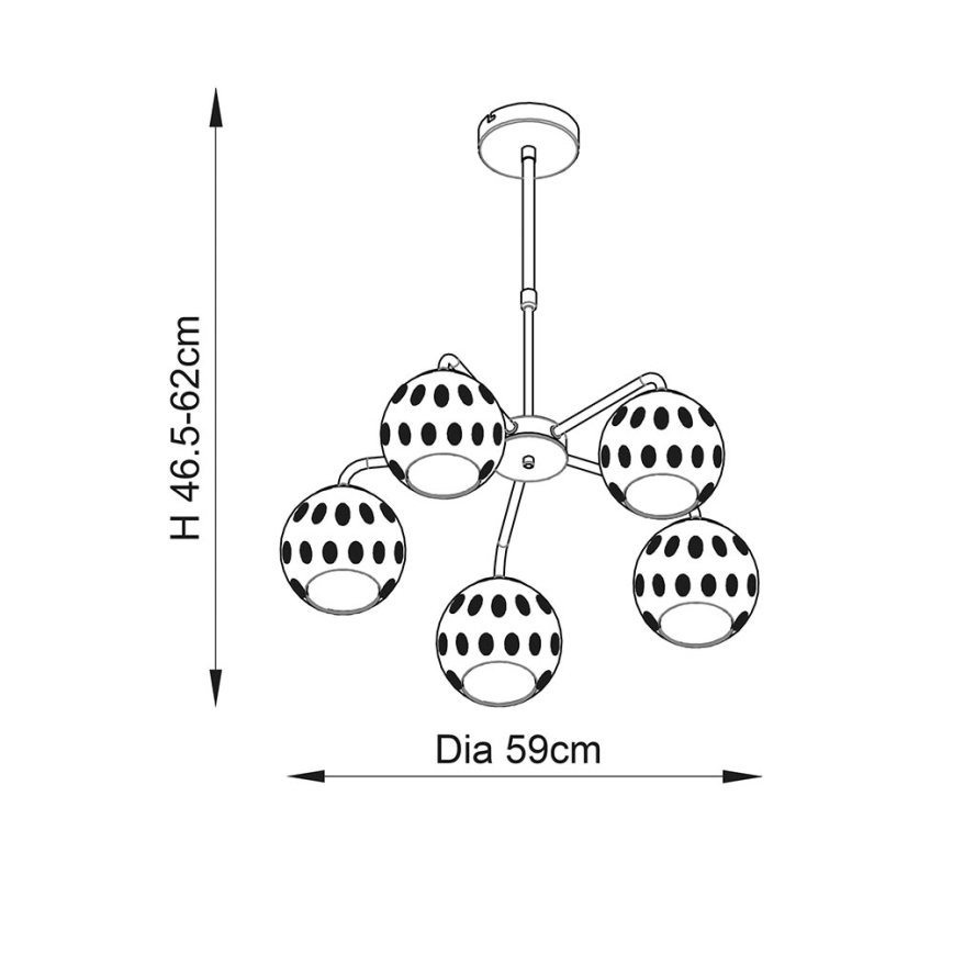 Endon 91969 - Taklampa med stång DIMPLE 5xE14/25W/230V guld