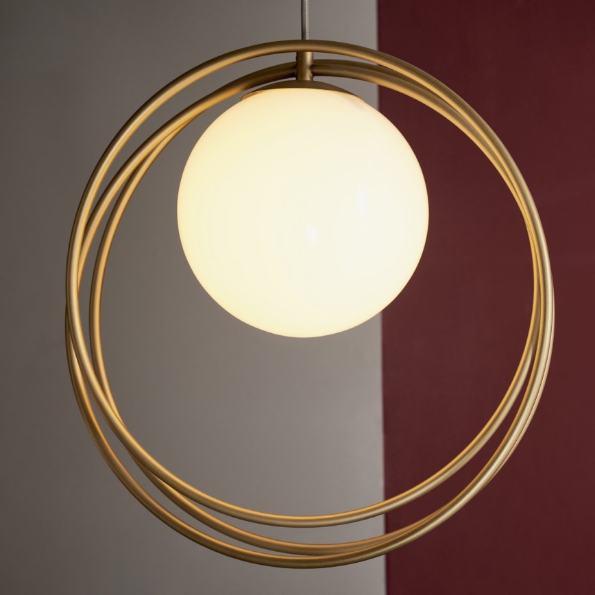 Endon 92488 - Takpendel EMILIO med kabel 1xE27/10W/230V guld/vit
