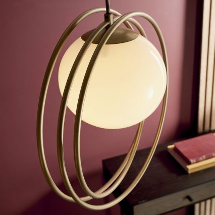 Endon 92488 - Takpendel EMILIO med kabel 1xE27/10W/230V guld/vit