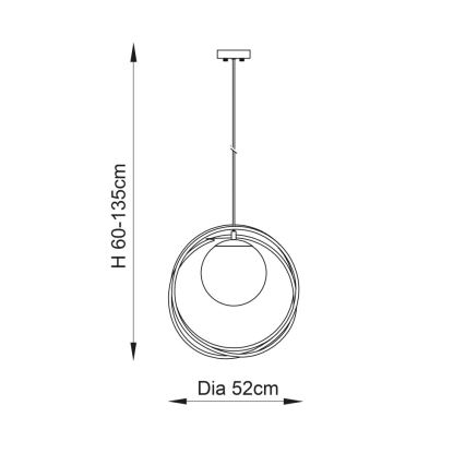 Endon 92488 - Takpendel EMILIO med kabel 1xE27/10W/230V guld/vit