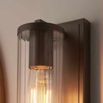 Endon 94077 - Vägglampa för badrum TAYLOR 1xE27/10W/230V IP44 brun