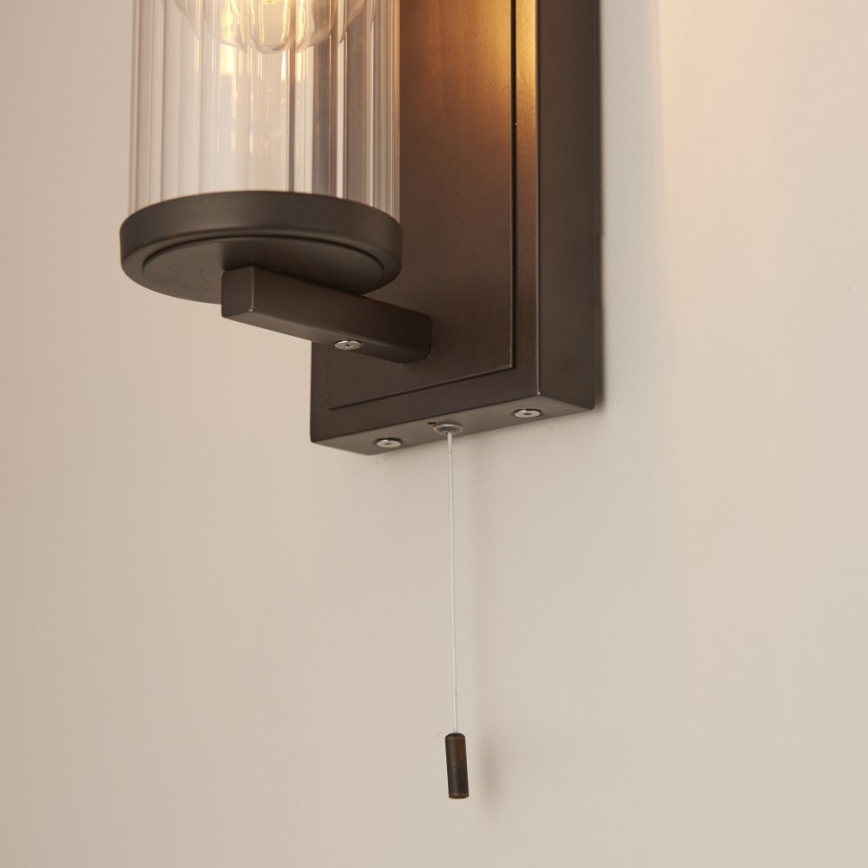 Endon 94077 - Vägglampa för badrum TAYLOR 1xE27/10W/230V IP44 brun