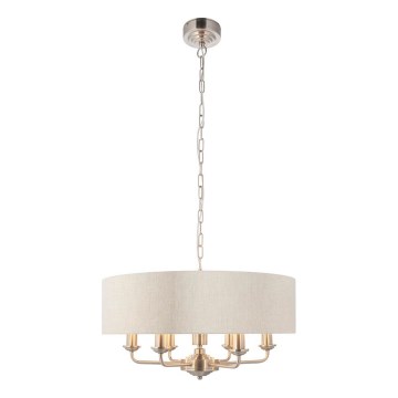 Endon 94357 - Ljuskrona med kedja HIGHCLERE 6xE14/40W/230V Ø 55 cm beige/mattkrom