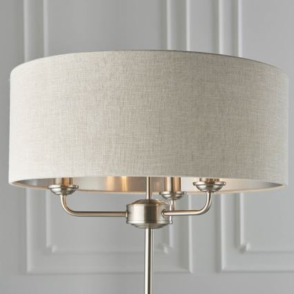 Endon 94359 - Golvlampa HIGHCLERE 3xE14/40W/230V beige/skinande krom diameter 47 cm