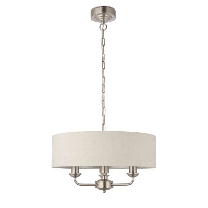 Endon 94361 - Ljuskrona på kedja HIGHCLERE 3xE14/40W/230V beige/matt krom diameter 45 cm