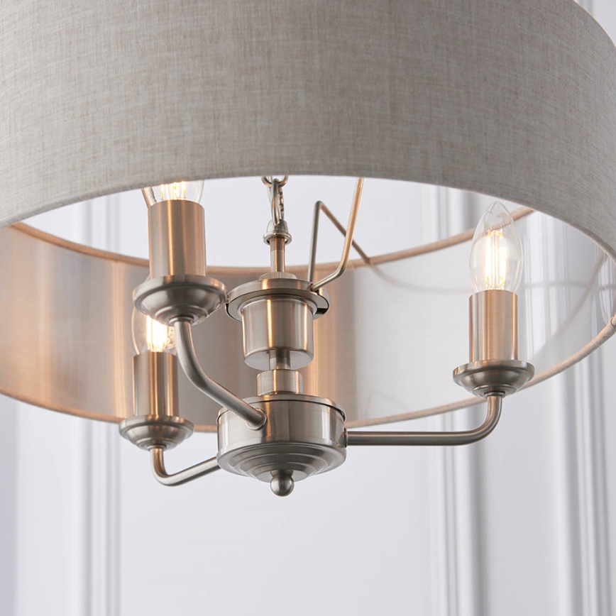 Endon 94361 - Ljuskrona på kedja HIGHCLERE 3xE14/40W/230V beige/matt krom diameter 45 cm