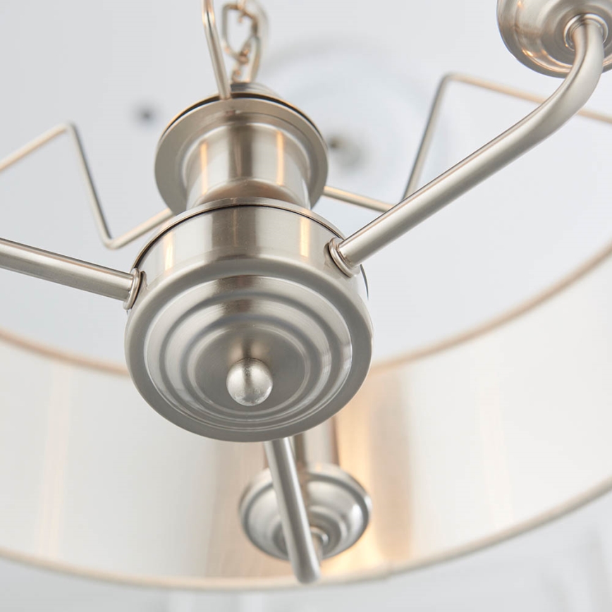 Endon 94361 - Ljuskrona på kedja HIGHCLERE 3xE14/40W/230V beige/matt krom diameter 45 cm