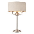 Endon 94369 - Bordslampa HIGHCLERE 3xE14/18W/230V beige/matt krom diameter 32 cm