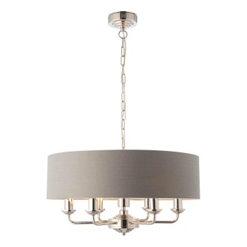 Endon 94373 - Ljuskrona på kedja HIGHCLERE 6xE14/40W/230V grå/skinande krom diameter 35 cm