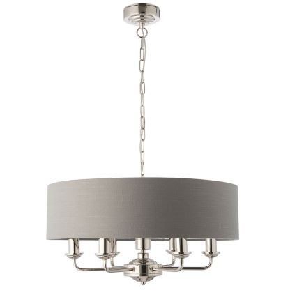 Endon 94373 - Ljuskrona på kedja HIGHCLERE 6xE14/40W/230V grå/skinande krom diameter 35 cm