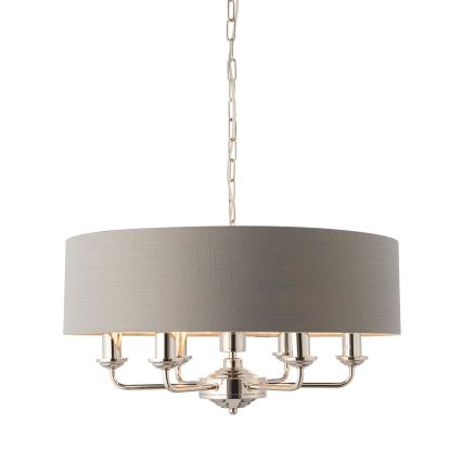 Endon 94373 - Ljuskrona på kedja HIGHCLERE 6xE14/40W/230V grå/skinande krom diameter 35 cm
