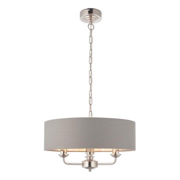 Endon 94377 - Ljuskrona på kedja HIGHCLERE 3xE14/40W/230V grå/skinande krom diameter 45 cm