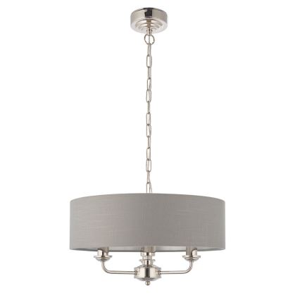 Endon 94377 - Ljuskrona på kedja HIGHCLERE 3xE14/40W/230V grå/skinande krom diameter 45 cm