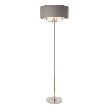Endon 94378 - Golvlampa HIGHCLERE 1xE14/40W/230V grå/skinande krom diameter 47 cm