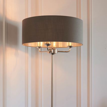 Endon 94378 - Golvlampa HIGHCLERE 1xE14/40W/230V grå/skinande krom diameter 47 cm
