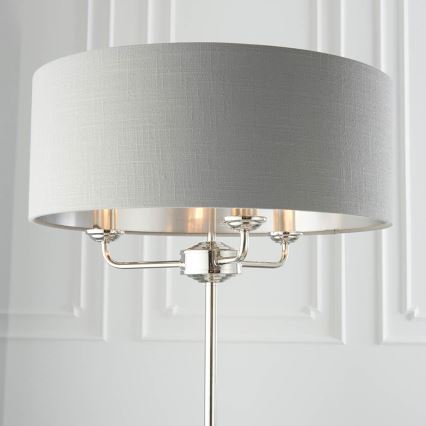 Endon 94378 - Golvlampa HIGHCLERE 1xE14/40W/230V grå/skinande krom diameter 47 cm