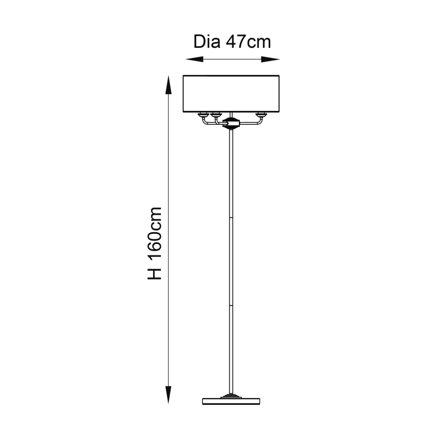 Endon 94378 - Golvlampa HIGHCLERE 1xE14/40W/230V grå/skinande krom diameter 47 cm