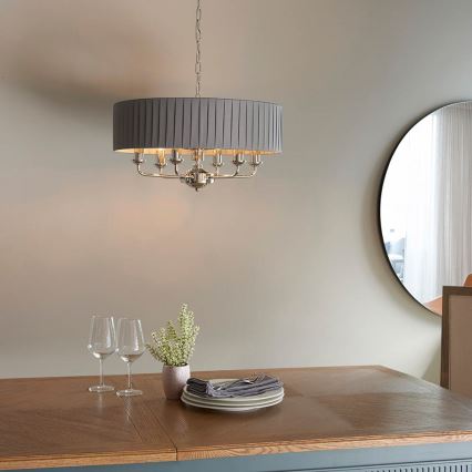 Endon 94397 - Ljuskrona på kedja HIGHCLERE 6xE14/40W/230V grå/skinande krom diameter 35 cm