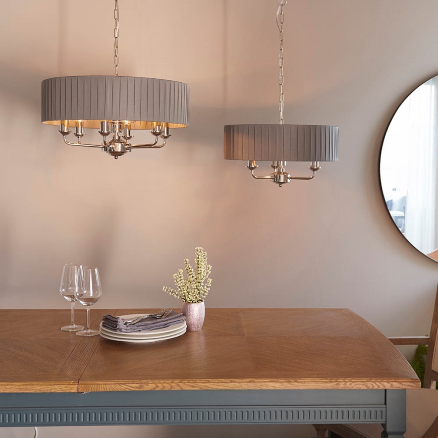Endon 94397 - Ljuskrona på kedja HIGHCLERE 6xE14/40W/230V grå/skinande krom diameter 35 cm