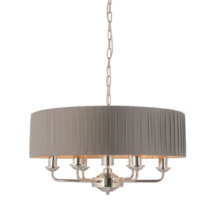 Endon 94397 - Ljuskrona på kedja HIGHCLERE 6xE14/40W/230V grå/skinande krom diameter 35 cm